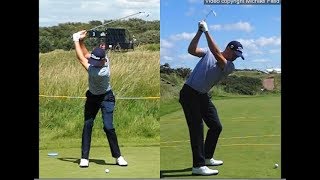 Justin Thomas golf swing  Long Iron faceon amp downtheline July 2017 [upl. by Eerazed]