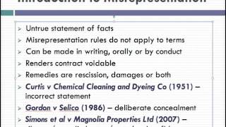 Misrepresentation Lecture 1 of 4 [upl. by Eidob]